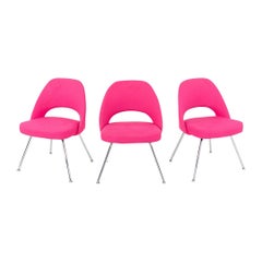 2015 Eero Saarinen for Knoll Armless Executive Dining Chair in Pink Fabric