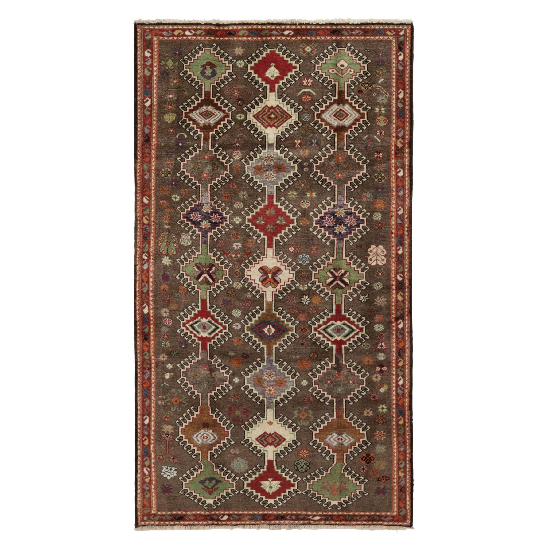 Tapis de course persan vintage Gabbeh à motifs géométriques colorés - Rug & Kilim