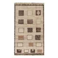 Alfombra persa Gabbeh vintage en beige-marrón con motivos geométricos - Rug & Kilim