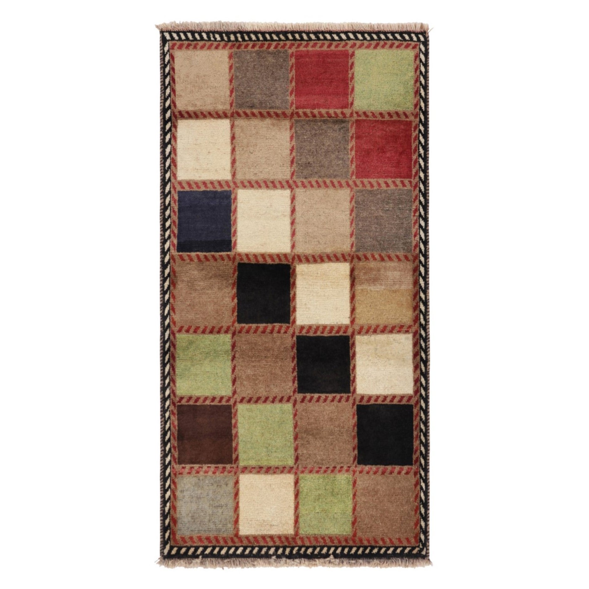 Tapis persan vintage Gabbeh à motifs géométriques colorés - Rug & Kilim