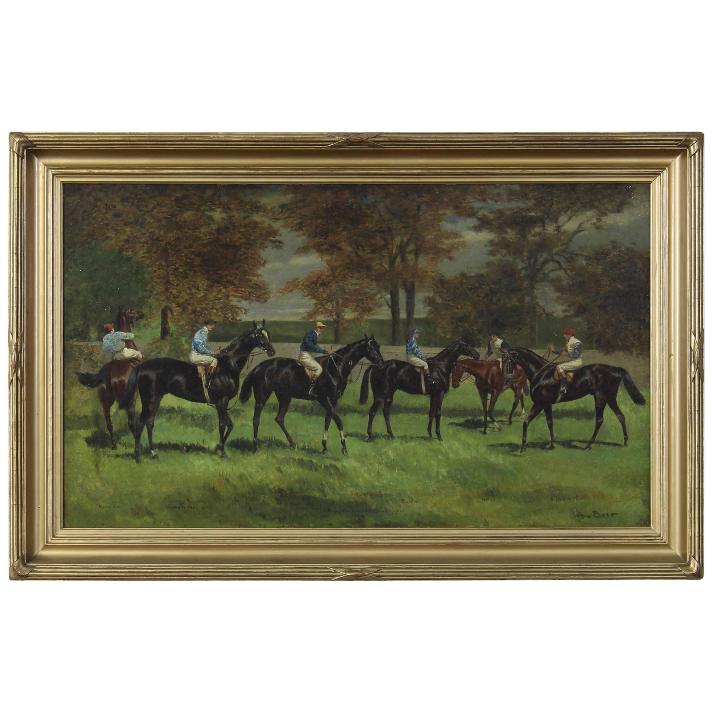 Early 20th Century Oil on Canvas Sporting Painting by John Beer