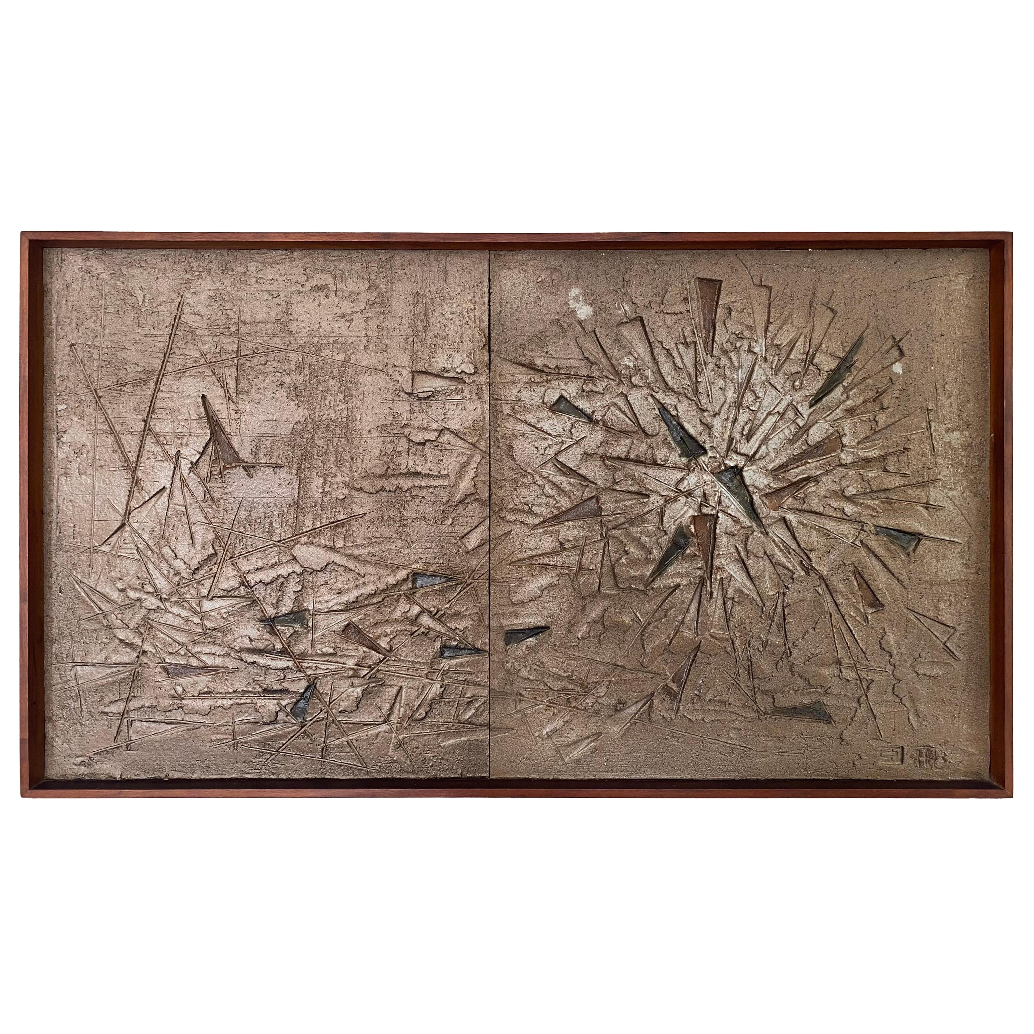 Early 1960s Teruo Hara Stoneware Wall Sculpture for Design Technics For Sale