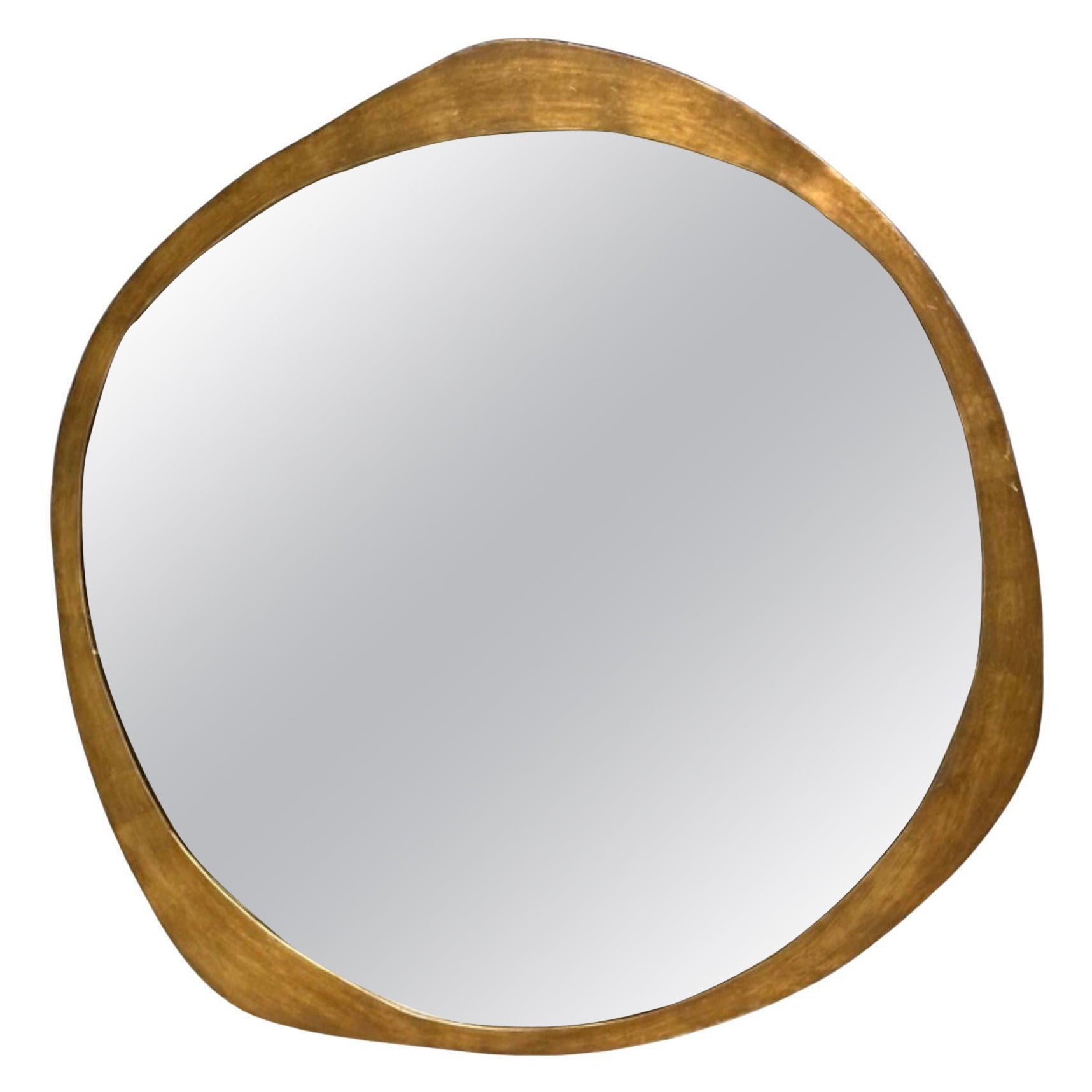 Specchio da parete moderno e organico, ottone, 21° secolo.