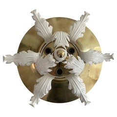 Lampada da soffitto a 9 prese a forma di fiore in ottone pieno, anni '60, Germania