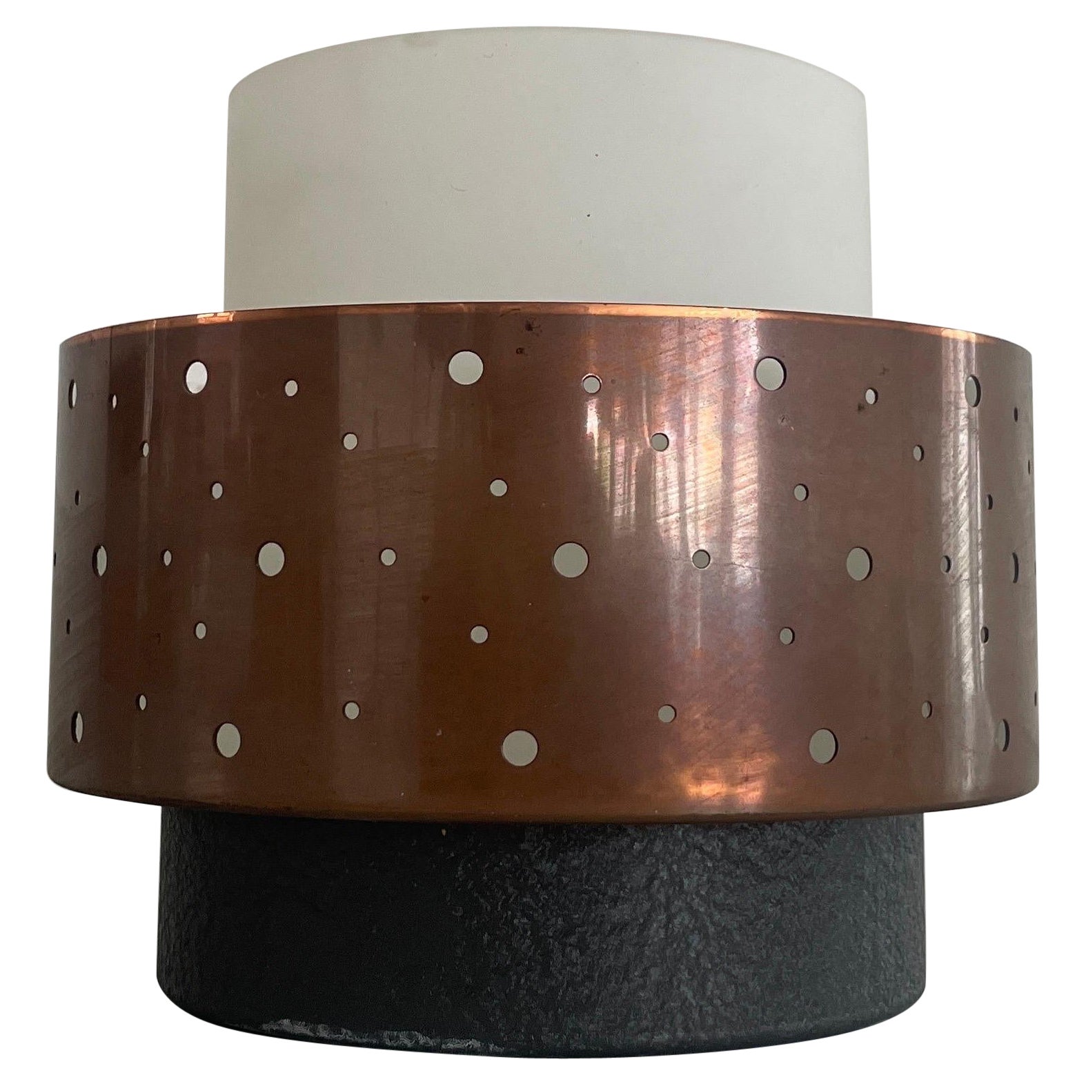 Mid-Century Modern Glass and Metal Flush Mount by Hillebrand, 1950s, Germany For Sale