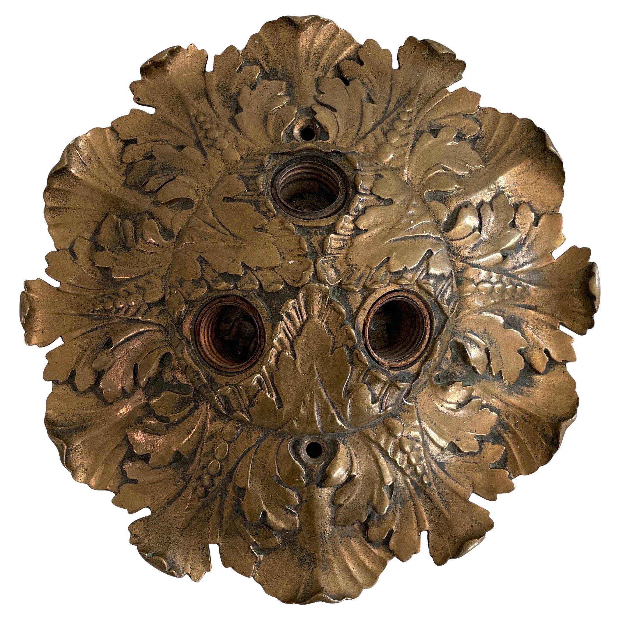 Lampada da soffitto o da parete a 3 prese in bronzo, anni '60, Germania in vendita