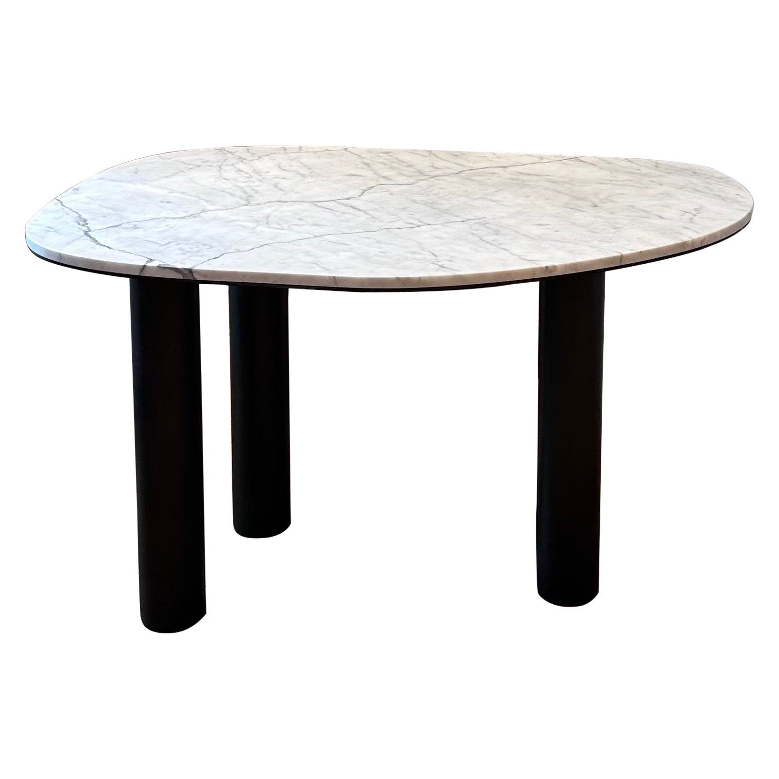 Carrara Marble Desk with Black Steel Base in vendita