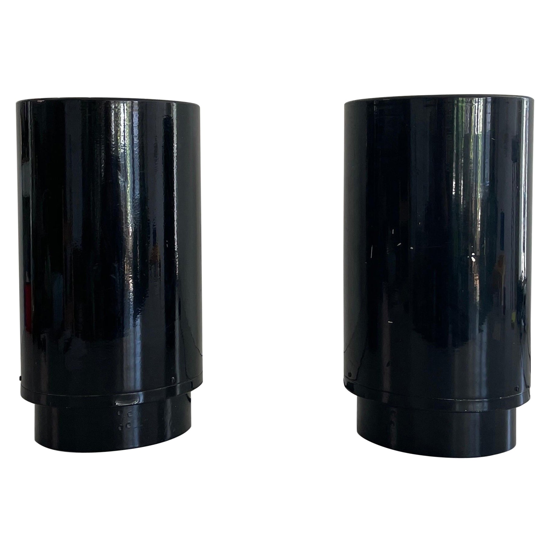 Mid-Century Modern Black Metal Pair of Table Lamps, 1960s, Italy For Sale