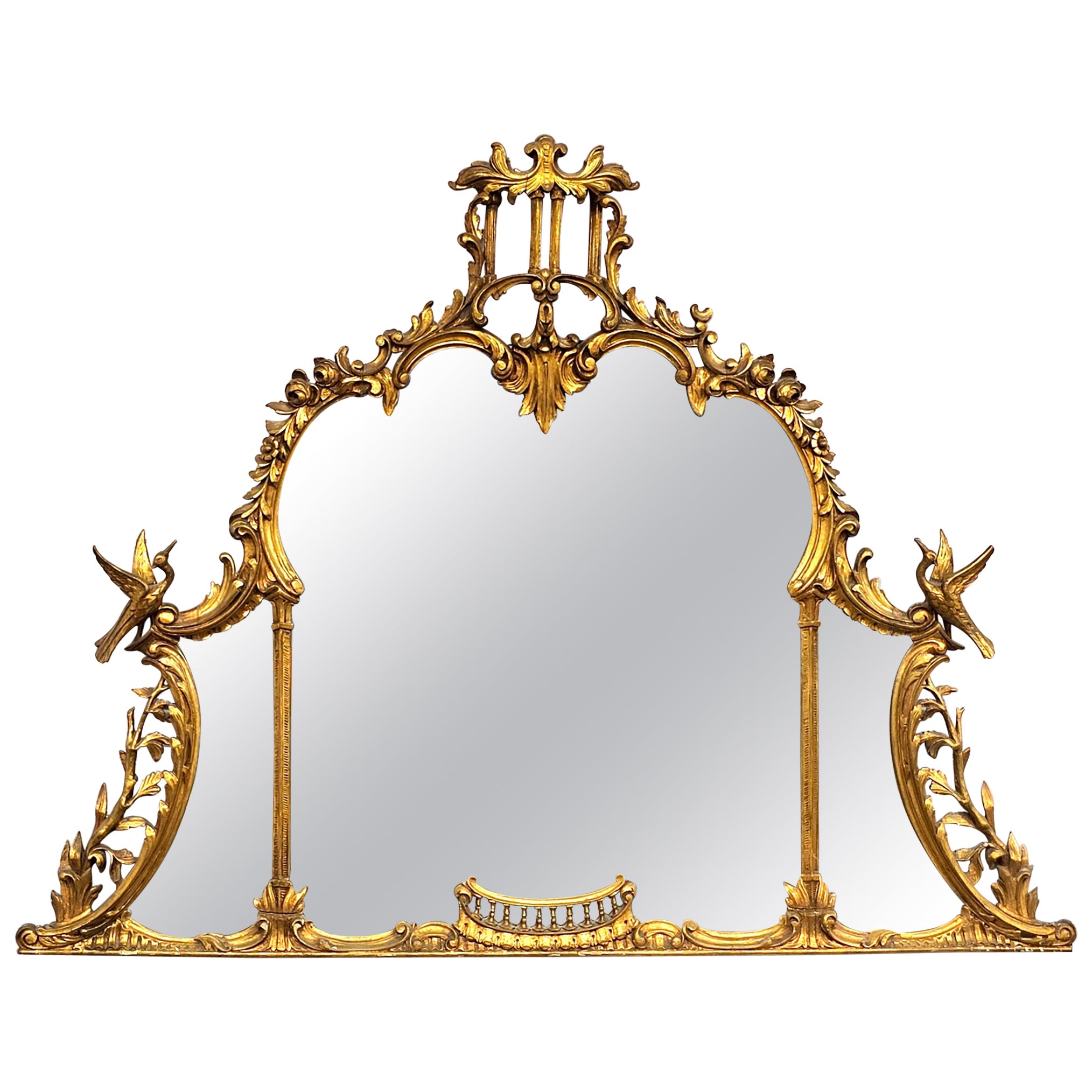 Miroir de cheminée en bois doré Chippendale chinois du XVIIIe siècle en vente