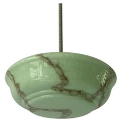 Lampada da soffitto in vetro verde in stile Art Déco, anni '1940, Germania