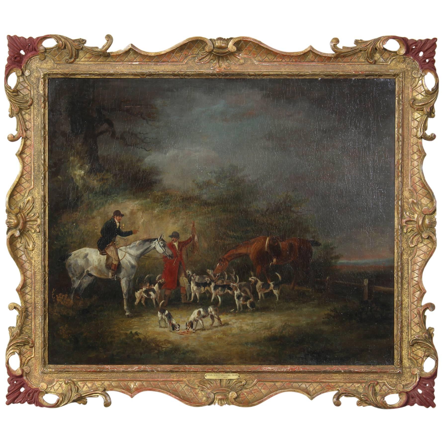 19th Century English Oil on Canvas Hunt Scene
