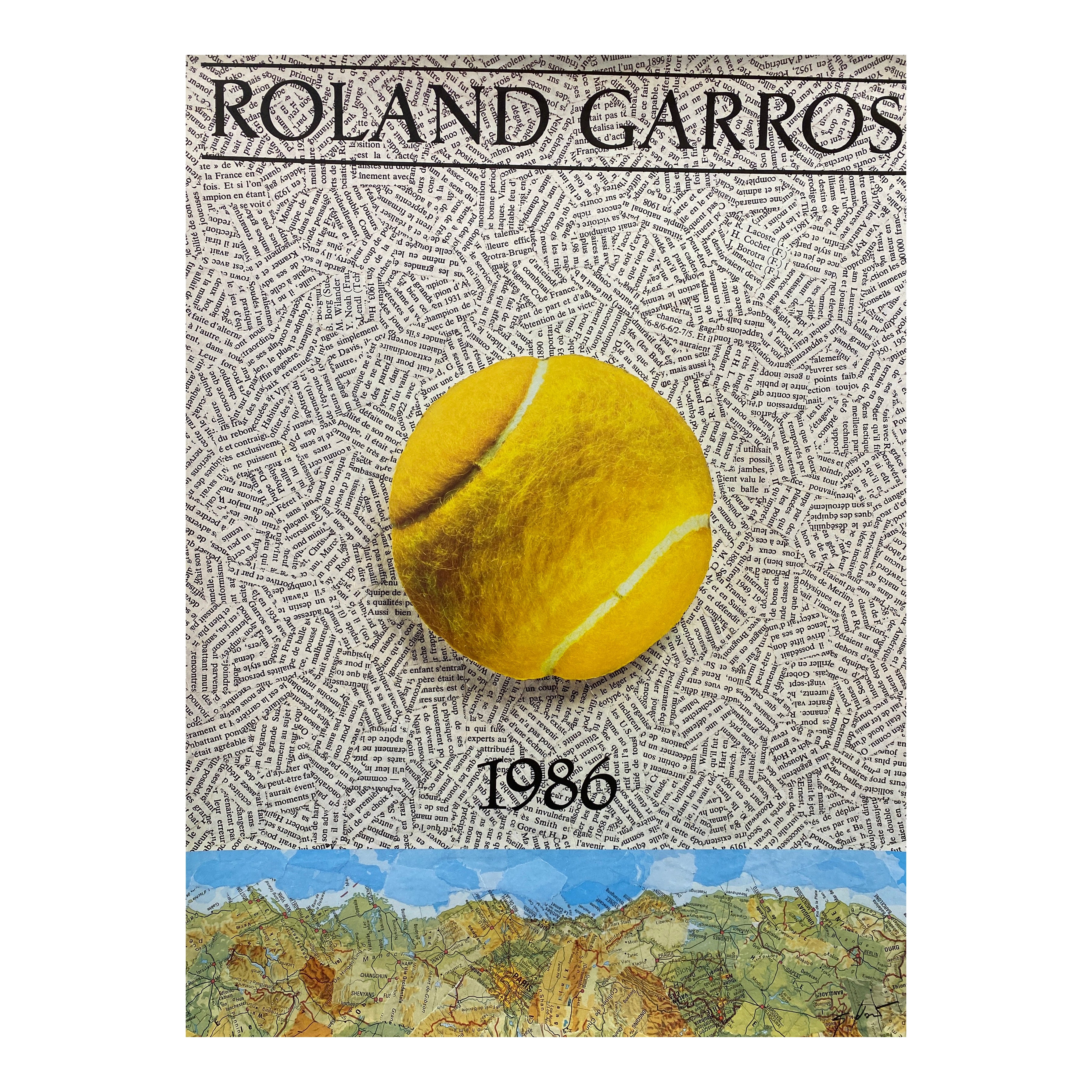 Original 'ROLAND GARROS' 1986 Tennis Tournament Poster by Jiri Kolar