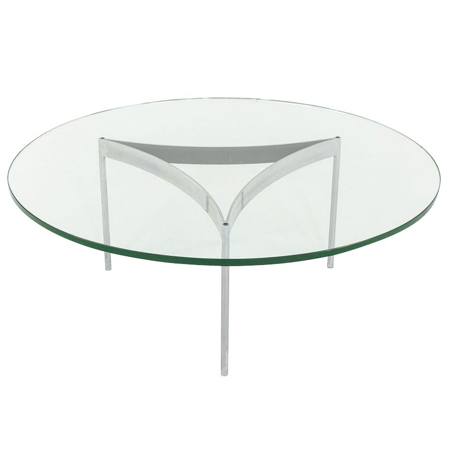 Table basse en verre et acier chromé des années 1960 à la manière de Fabricius et Kastholm en vente