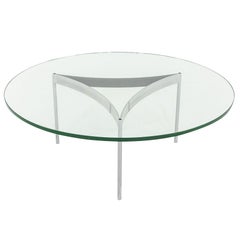 Table basse en verre et acier chromé des années 1960 à la manière de Fabricius et Kastholm