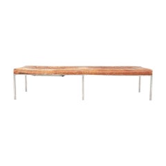 1960s Gordon Bunshaft and Davis Allen of SOM Stainless Steel and Leather Bench