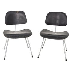1954 Pair of Charles and Ray Eames for Herman Miller DCM Dining Chairs in Wood