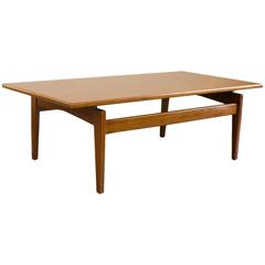 Jens Risom Walnut Floating Coffee Table with Sculptural Base