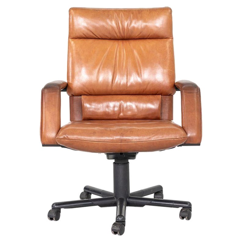 1980s Mario Bellini and Dieter Thiel for Vitra Figura Office Chair in Leather