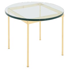 1970s Bronze and Glass Side Table Attributed to Ward Bennett 30 inch