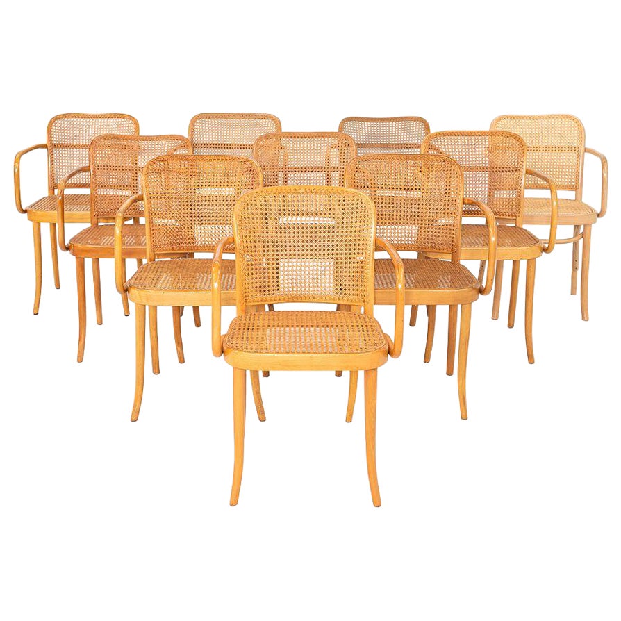 1980s Set of 10 Model 811 Prague Chairs by Josef Hoffman for Stendig / Thonet im Angebot