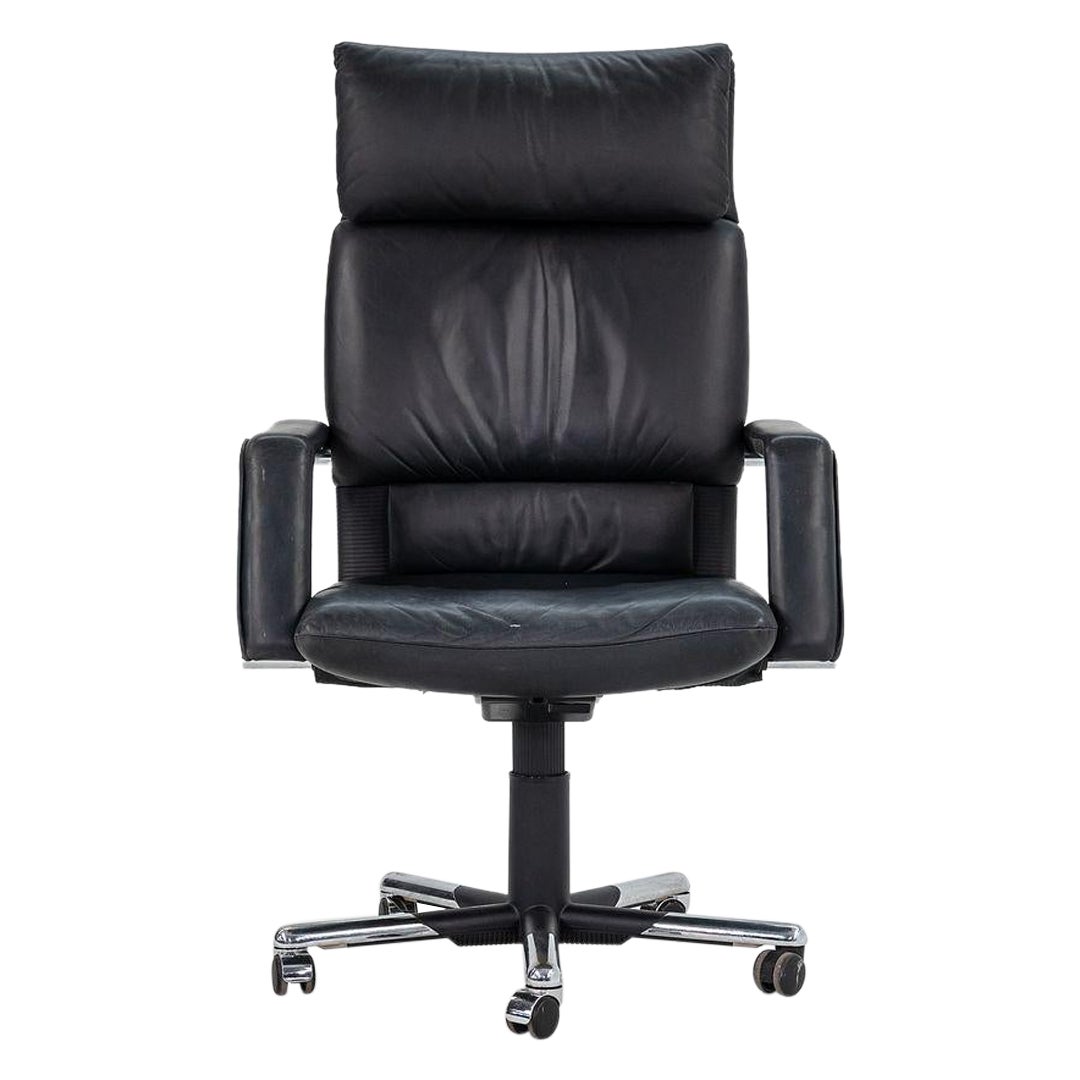 1990er Mario Bellini für Vitra Imago Schreibtischstuhl mit hoher Rückenlehne aus schwarzem Leder im Angebot
