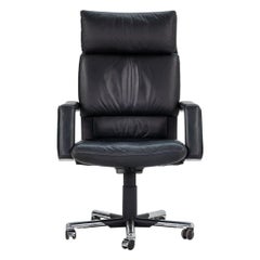 Années 1990 Mario Bellini for Vitra Imago High Back Desk Chair in Black Leather (Chaise de bureau à haut dossier en cuir noir)