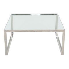 2010s Shelton Table d'appoint pour café SM en acier inoxydable avec plateau en verre 30