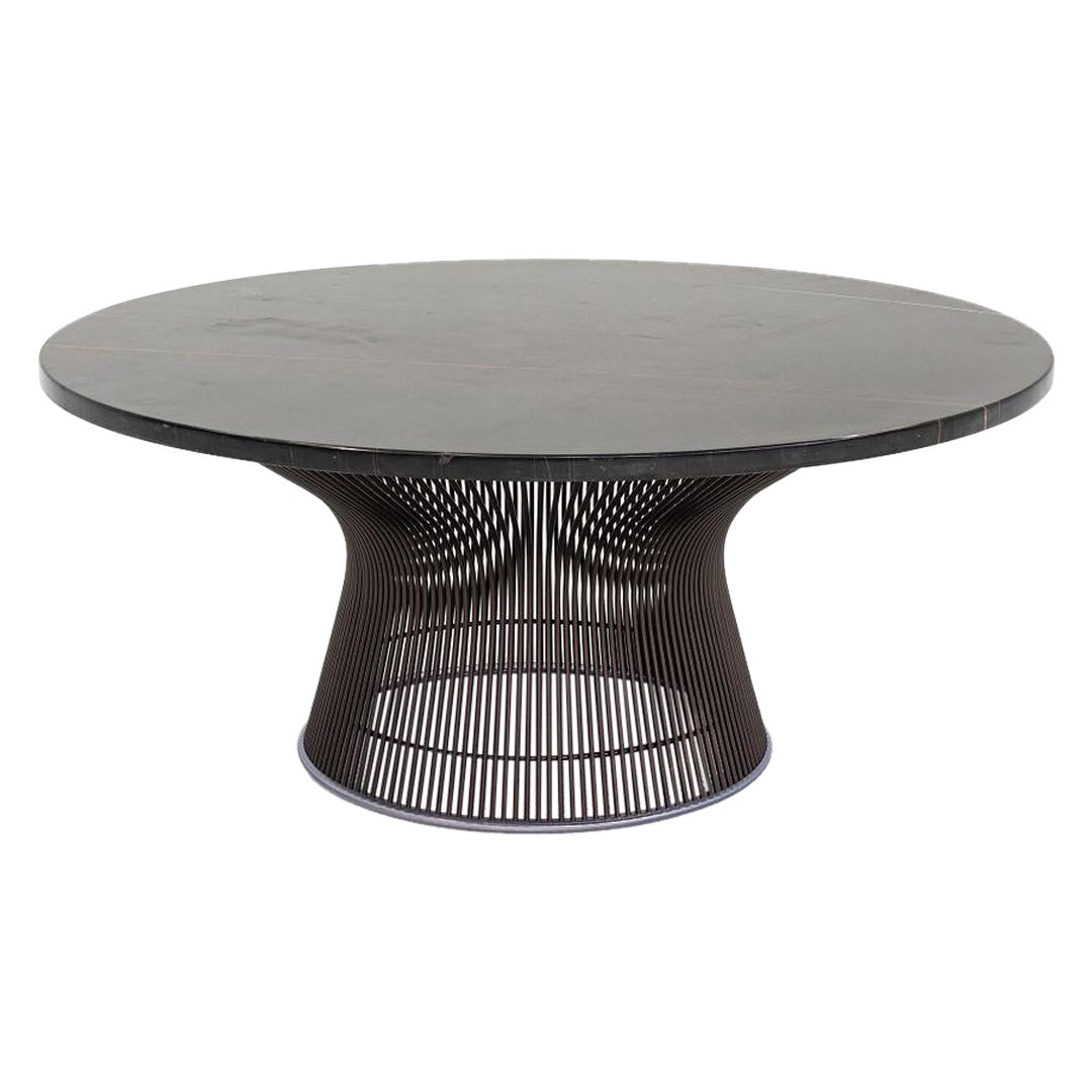 2010s Warren Platner for Knoll Coffee Table with Bronze Base and 36" Marble Top For Sale