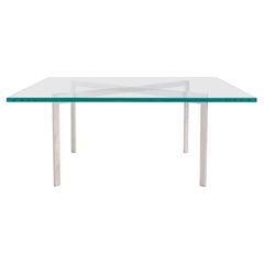 Table basse Mies van der Rohe Barcelona des années 2000 en acier inoxydable et verre