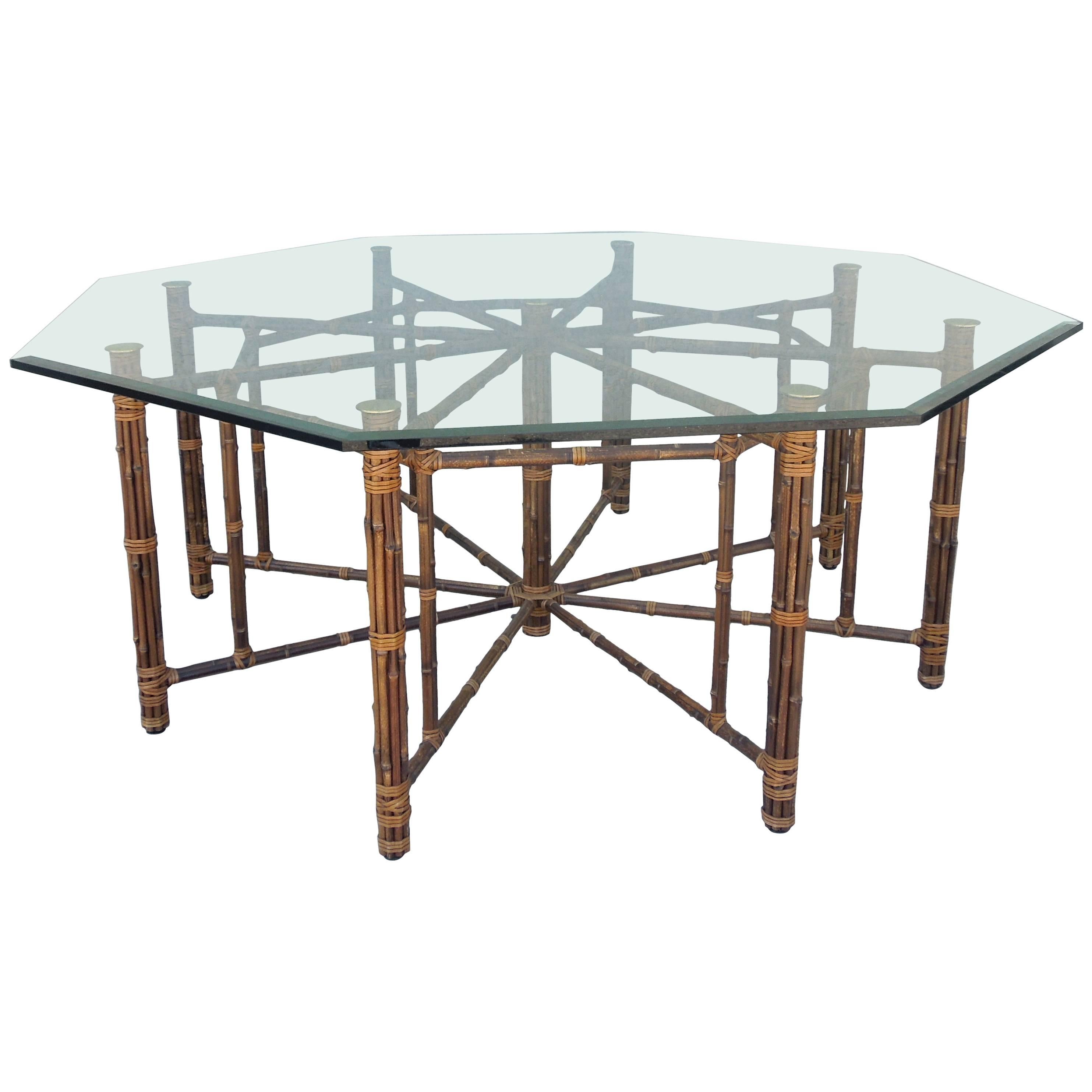 Rare Large 8 Leg Vintage McGuire Hexagon Dining Table