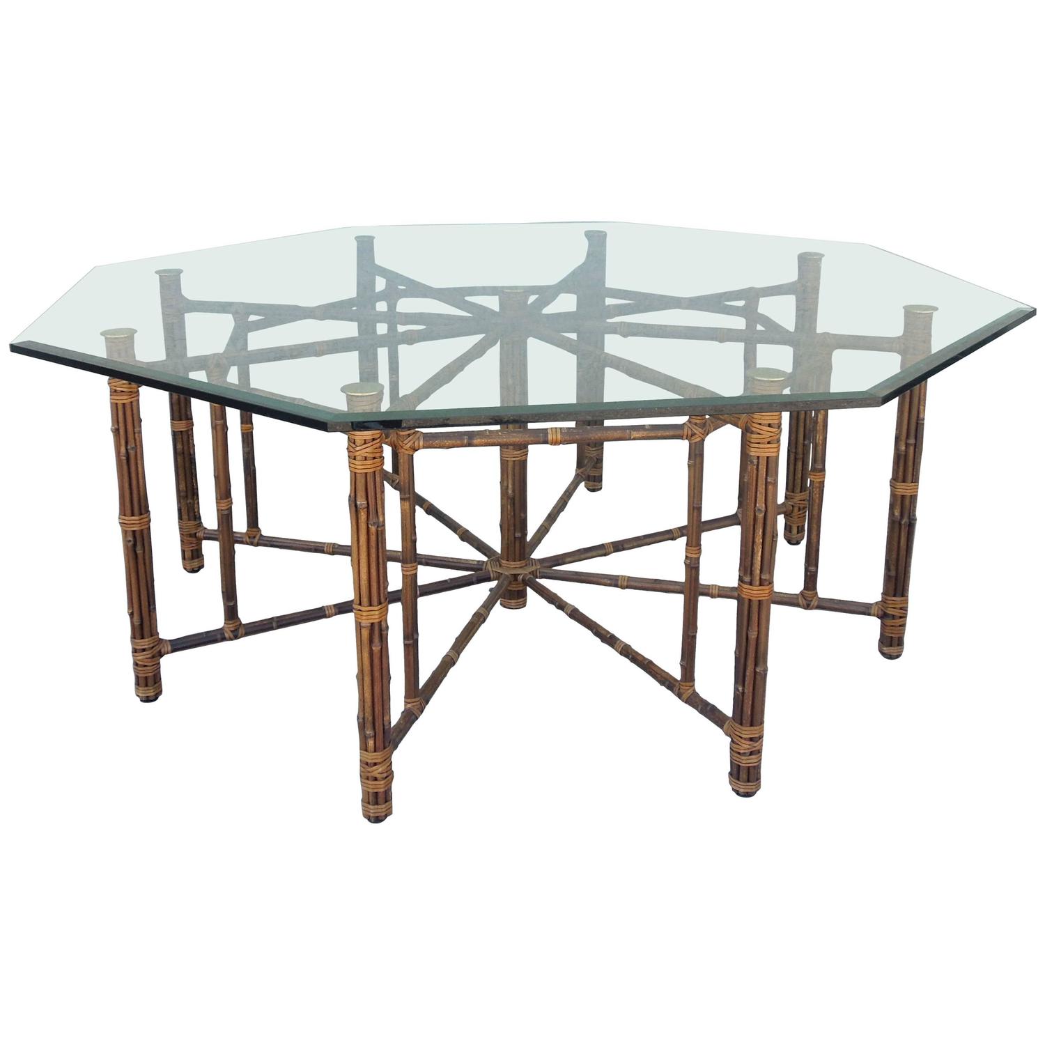 Rare Large 8 Leg Vintage McGuire Hexagon Dining Table at 1stdibs