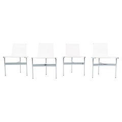 Ensemble de quatre chaises de salle à manger à dossier Gratz TG-10 en cuir avec cadre, fabriquées sur commande