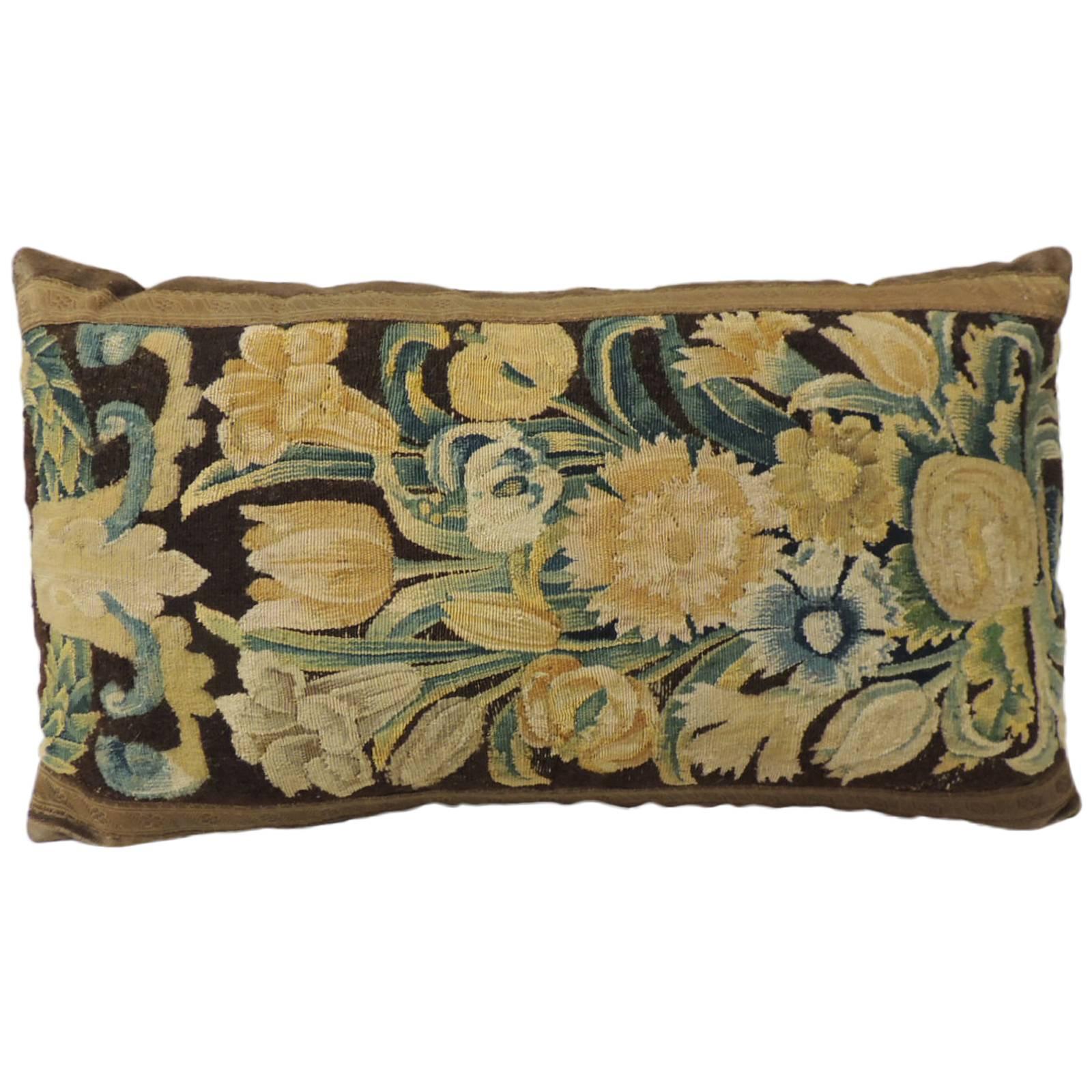 18th Century Flemish Tapestry Bolster Pillow
