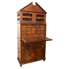 17th Asturian Chest of Drawers Carved in Wood with Antique Fittings and Doors
