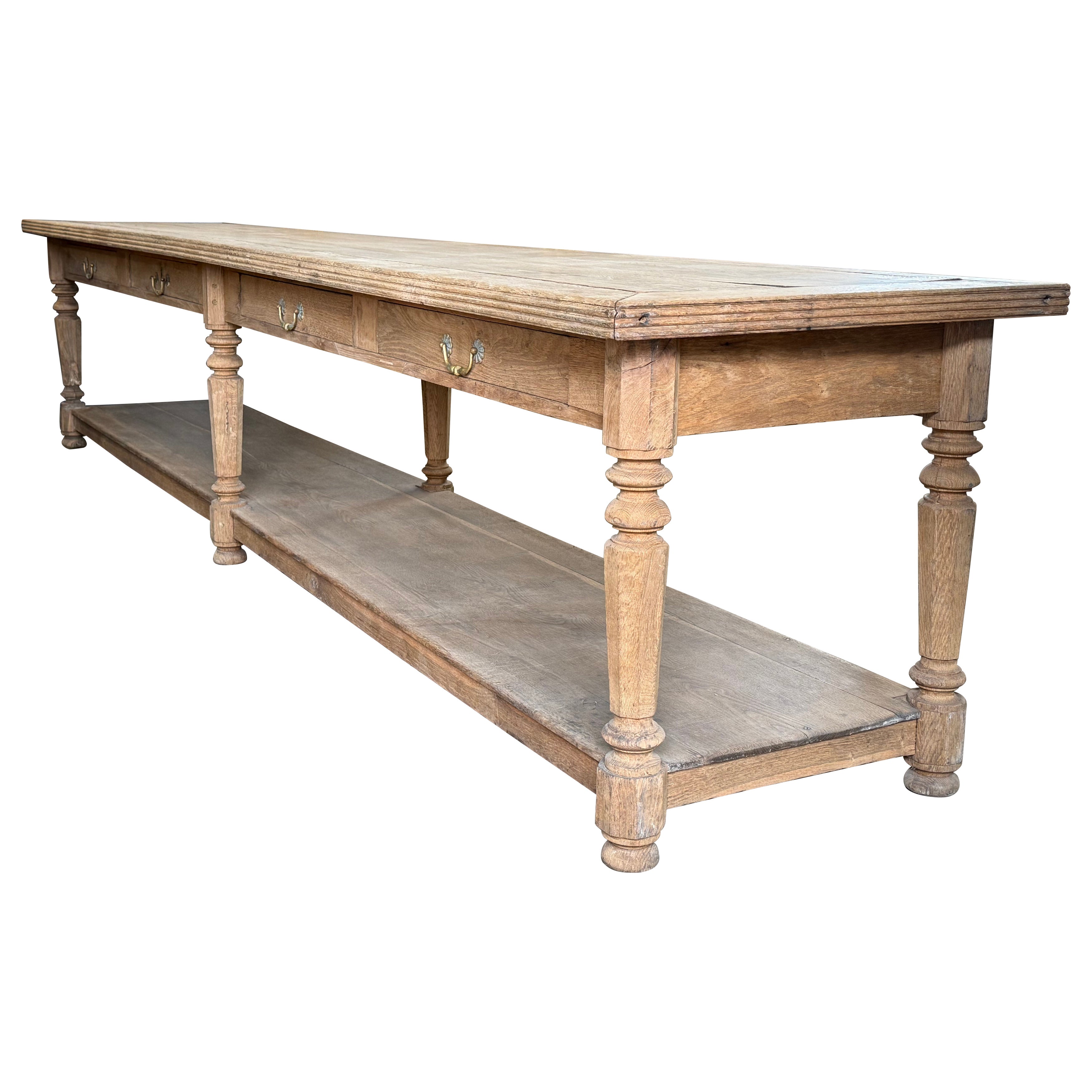 Grande table à drapiers en Oak Oak du 19ème siècle