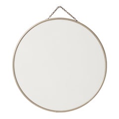 Vintage French Circular Mirror with Patinated Frame, 1940s