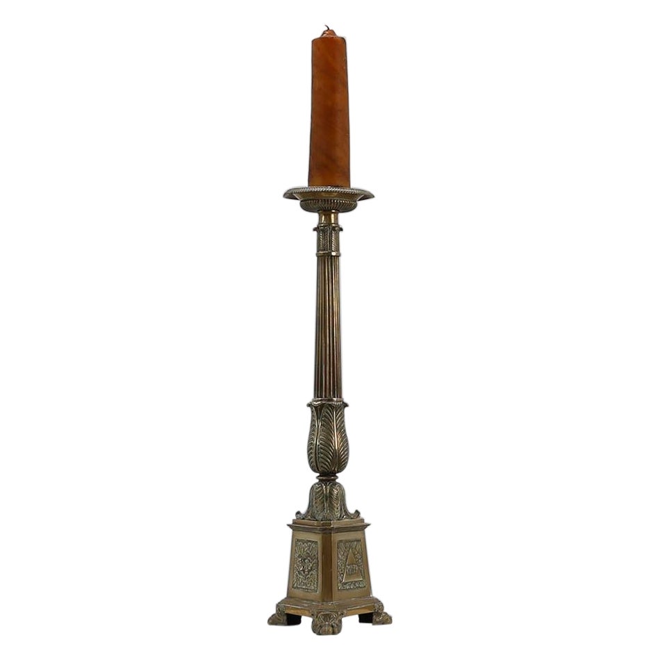 Großer antiker Kerzenständer aus Kupfer, Frankreich, ca. 1900 im Angebot