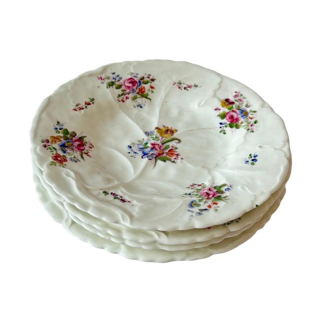 Set of 4 Minton & Boyle English Porcelain Plates, c.1836–1841, Rococo For Sale