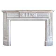 Nineteenth Century French Carrara Marble Fireplace