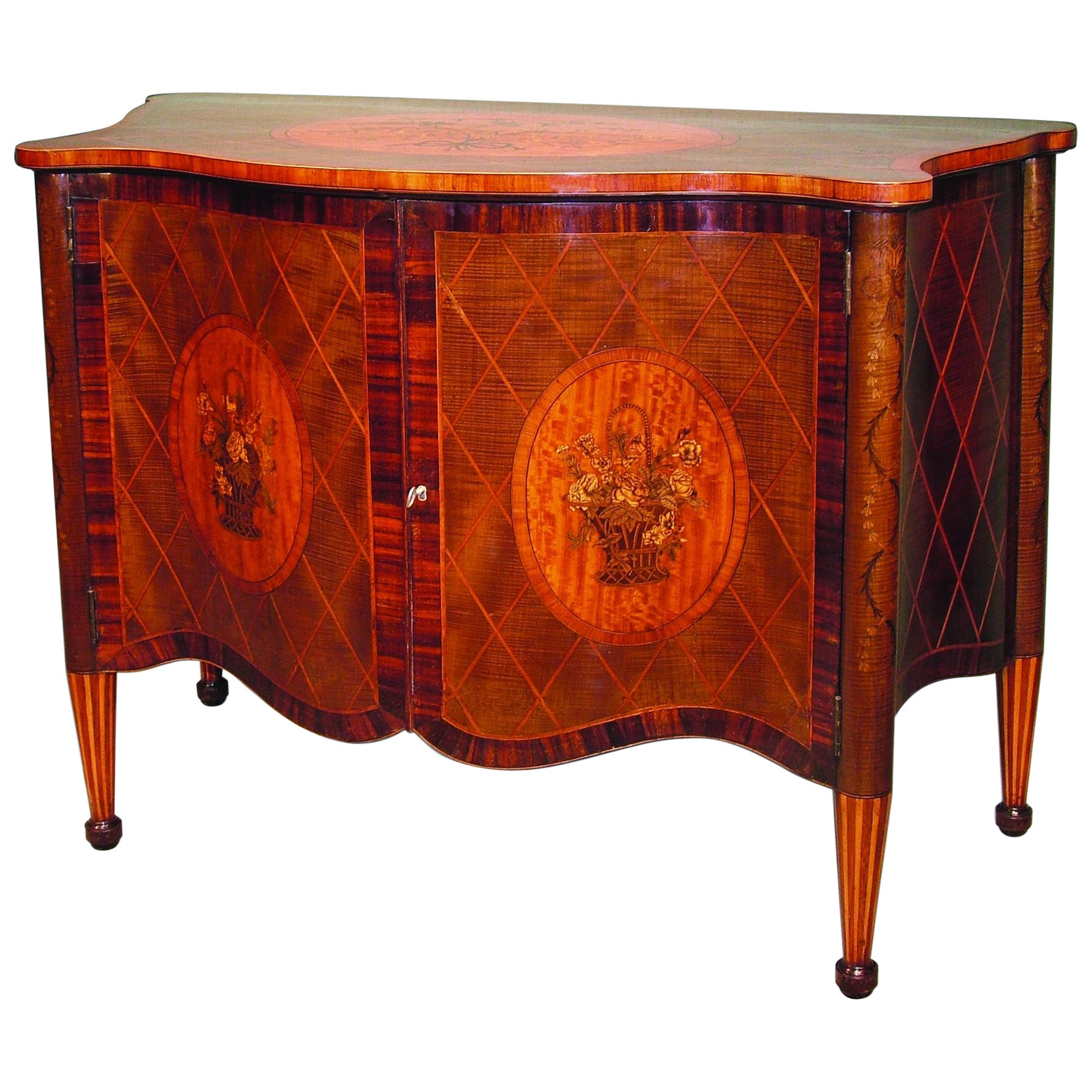 A fine 19th Century Harewood Serpentine 2-Door Cabinet For Sale