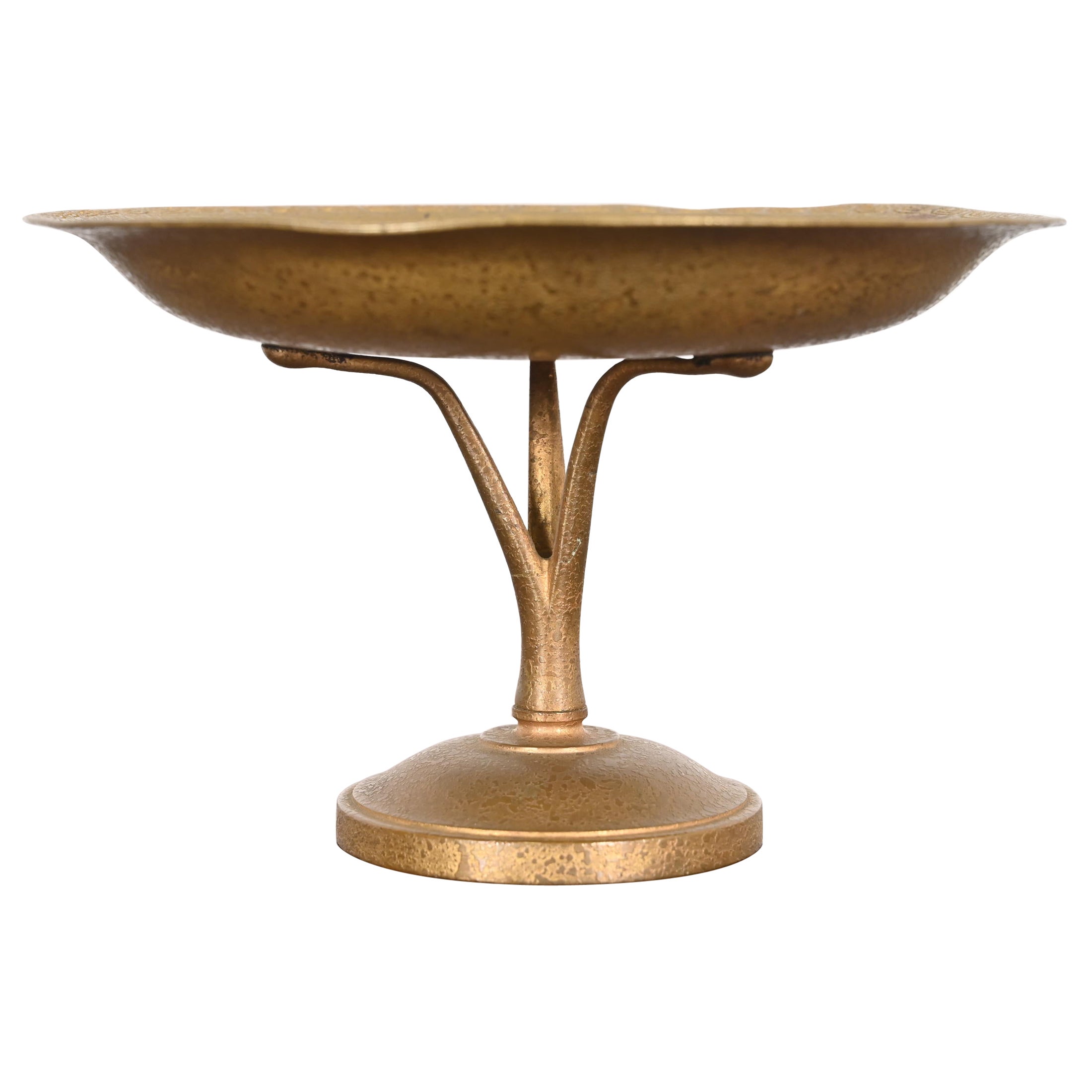 Tiffany Studios New York Bronze Doré Pedestal Bowl or Compote Dish For Sale