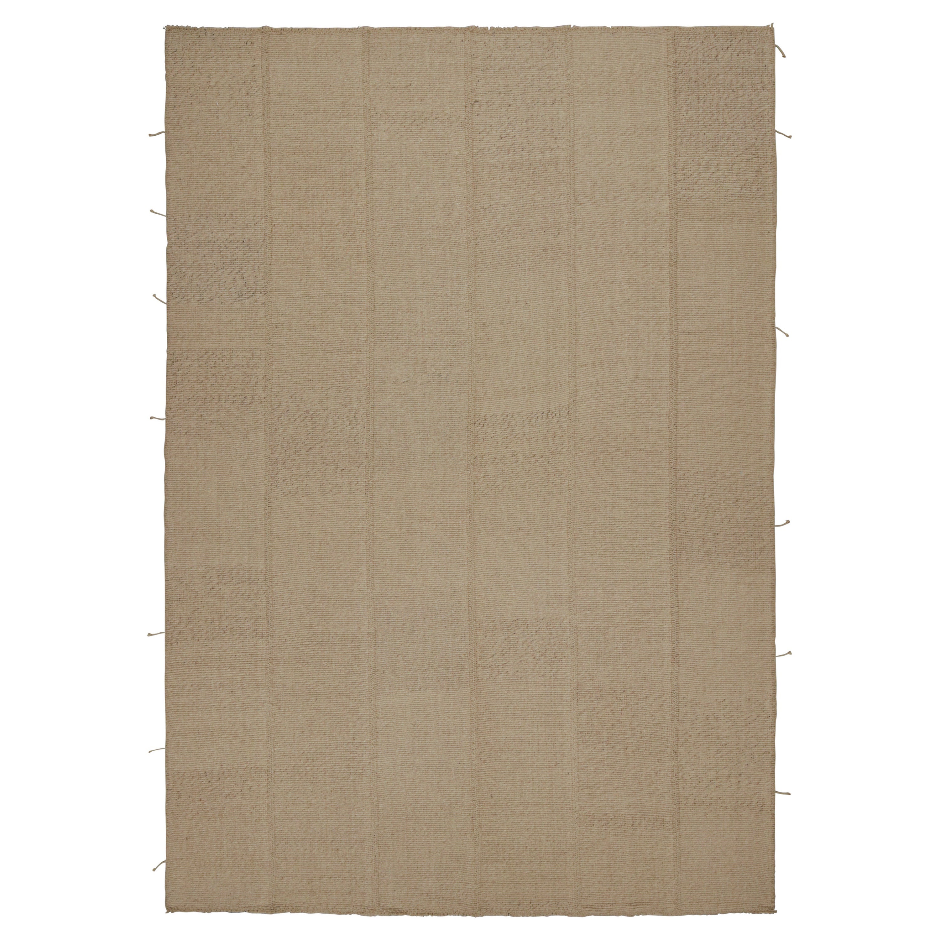 Rug & Kilim’s Contemporary Kilim in Beige with Muted Textural Stripes For Sale