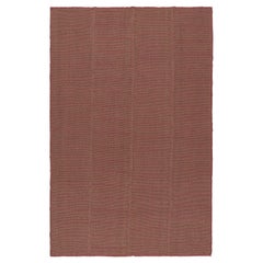 Rug & Kilim’s Modern Kilim Rug with Textural Stripes in Pink with Beige Accents