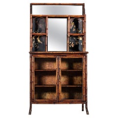 19thC English Bamboo & Lacquered Chinoiserie Cabinet