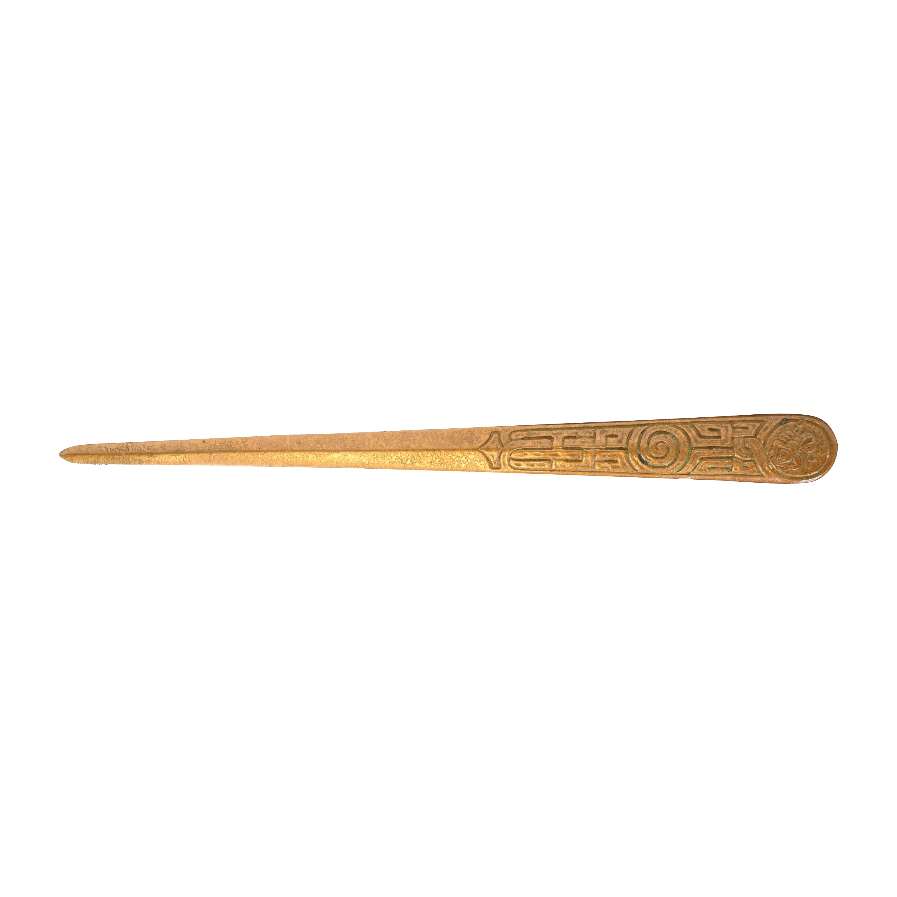 Tiffany Studios New York Zodiac Bronze Doré Letter Opener For Sale