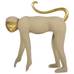Large Monkey Sculpture with Gilt Decoration