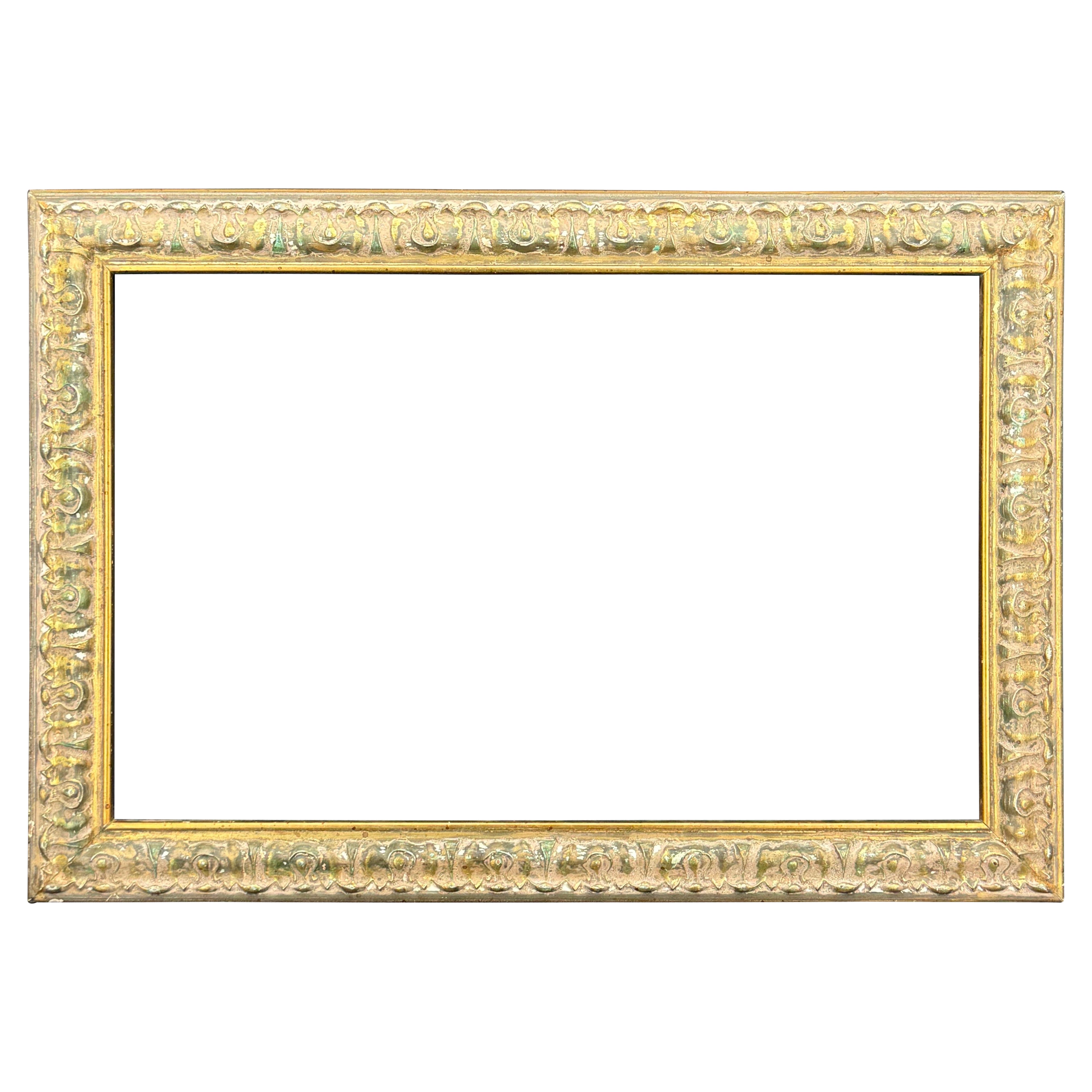 Cornice rettangolare d'epoca in legno dorato e dipinto in vendita