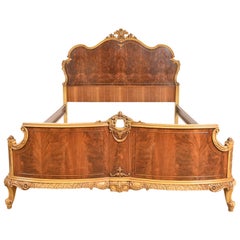Romweber French Provincial Louis XV Mahogany and Parcel Painted Full Size Bed
