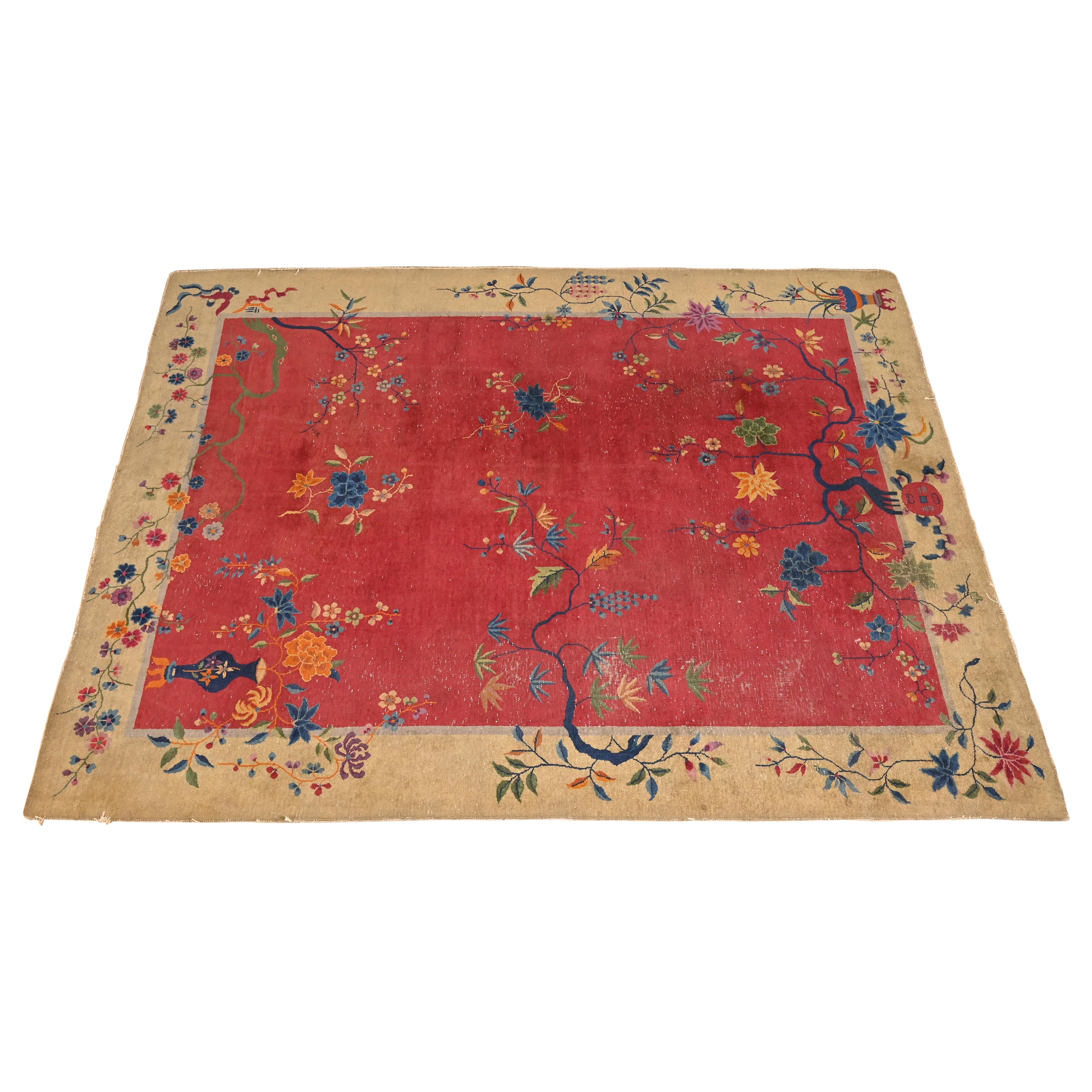Antique tapis de laine Nichols Rugs, noué à la main, Circa 1920 en vente