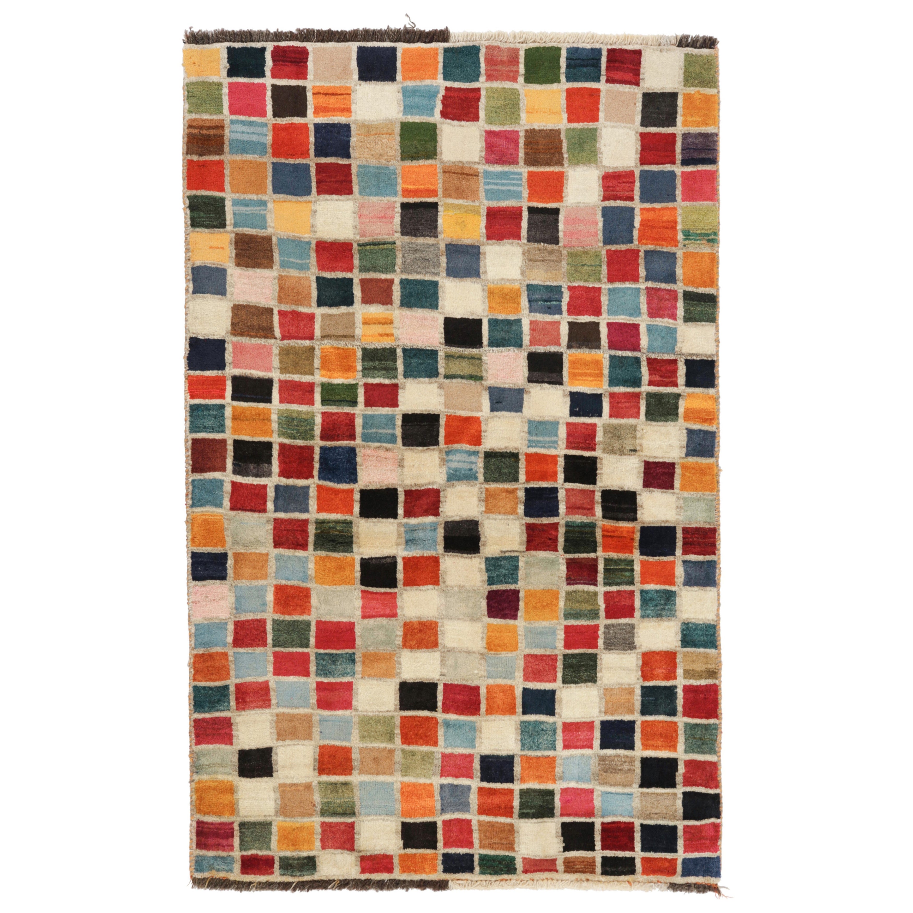 Tapis persan vintage Gabbeh à motifs géométriques colorés - Rug & Kilim